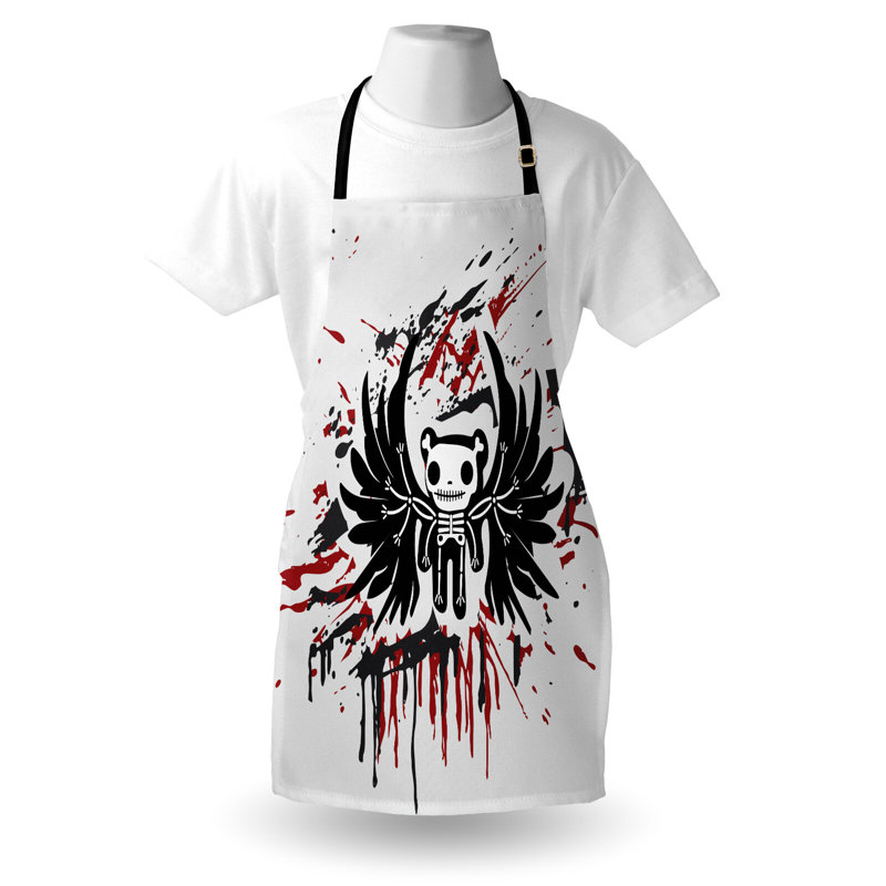 Tablier East Urban Home, unisexe, tête de mort comique, taille adulte, rubis noir perle