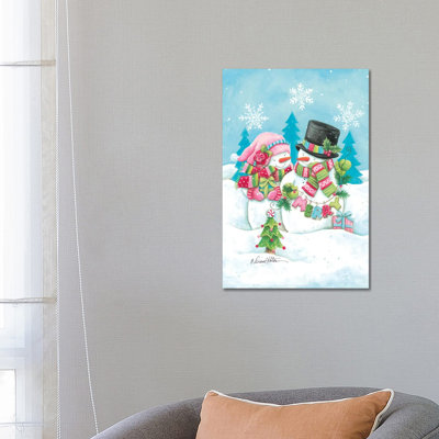 Happy Holidays Snow Couple - Wall Art Print - Wrapped Canvas
