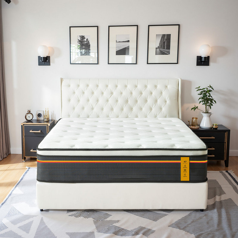 Queen Mattress 12 Inch Pocket Coil Hybrid Mattress, Medium-Firm Feel, Mattress in a Box with CertiPUR-US Certified, Queen
