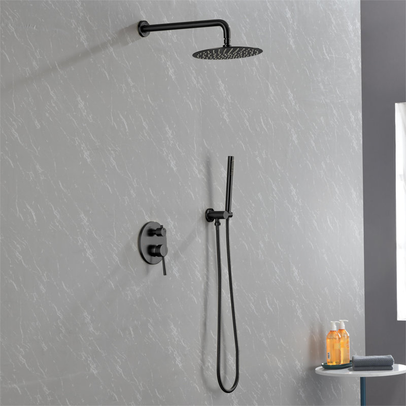 Système de douche à pluie en acier inoxydable de 10 pouces avec pomme de douche à main Topcraft, Noir mat