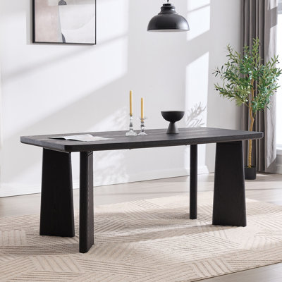 Table de salle à manger rectangulaire en bois massif et manufacturé 70,87 "l 6 personnes