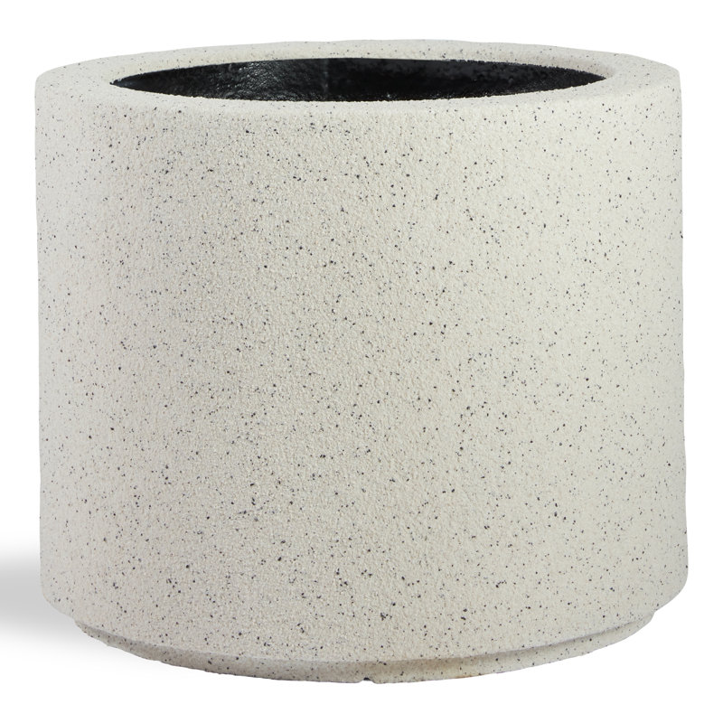 Gita Large Lightweight Outdoor 23" x 19" Round Planter Box, White Granite