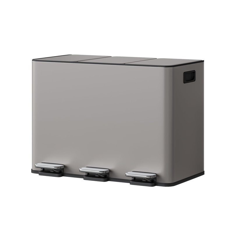 Stainless Steel Multi-Compartment Rubbish & Recycling Bin, Gray