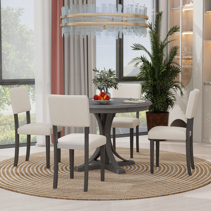 Androniki 4 - Person Pedestal Dining Set, Gray