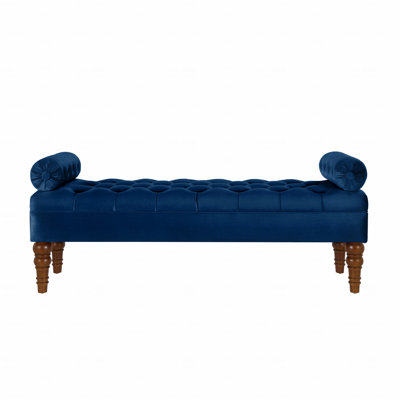Velvet Fabric Upholstered Long Bed Bench For Bedroom,Upholstered Design Window Bench With Tufted Button,Entryway Bench,Bolster Bench