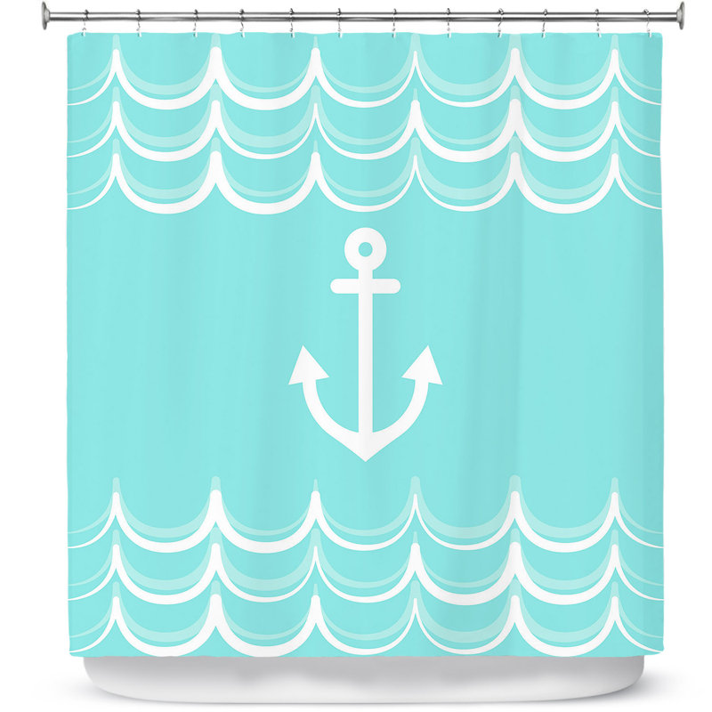 Rideau de douche simple anchor waves, Jaune / vert