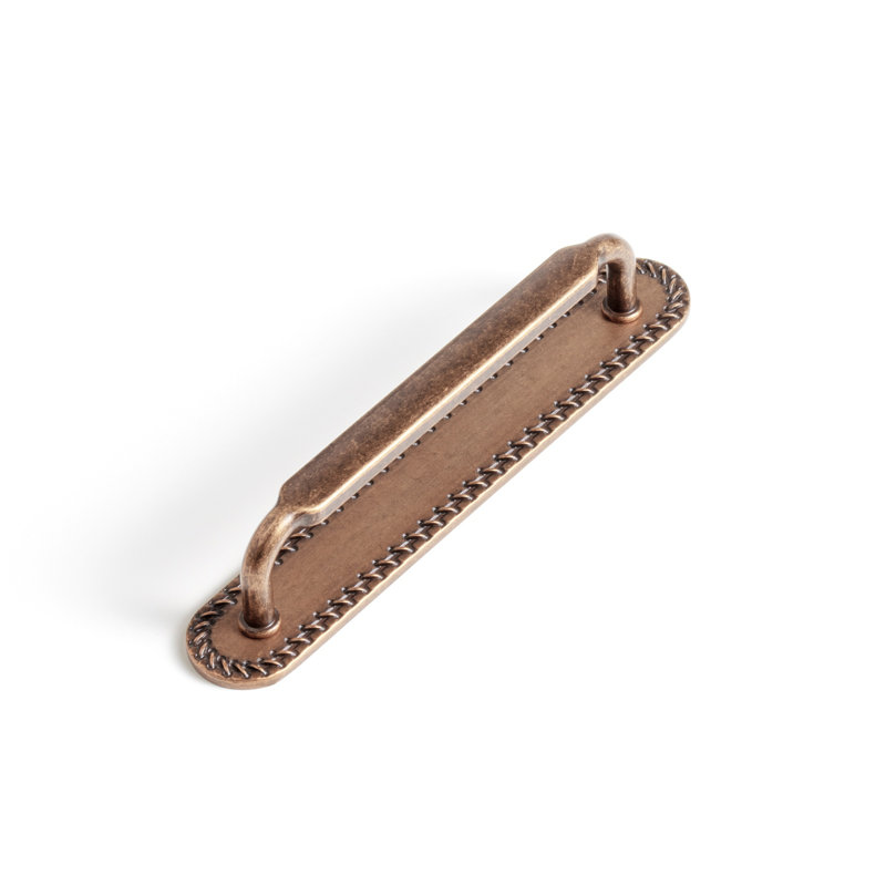 Vintage Style Ornate Edge Cabinet Pull Handle with Backplate（style G016) For Kitchen & Bathroom Cabinets, 5", Antique Copper