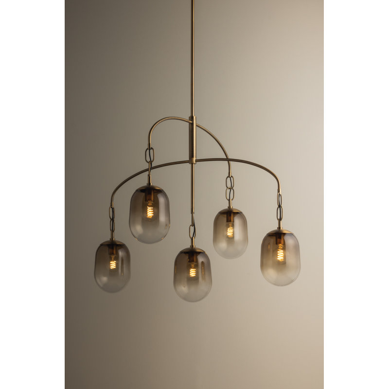 Lustre large en laiton patiné Troy Lighting, H 16,25 po x l 39 po x P 39 po, 5 lumières