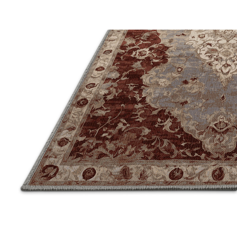 Machine Washable Gray Area Rug, Rectangle 4' x 6'