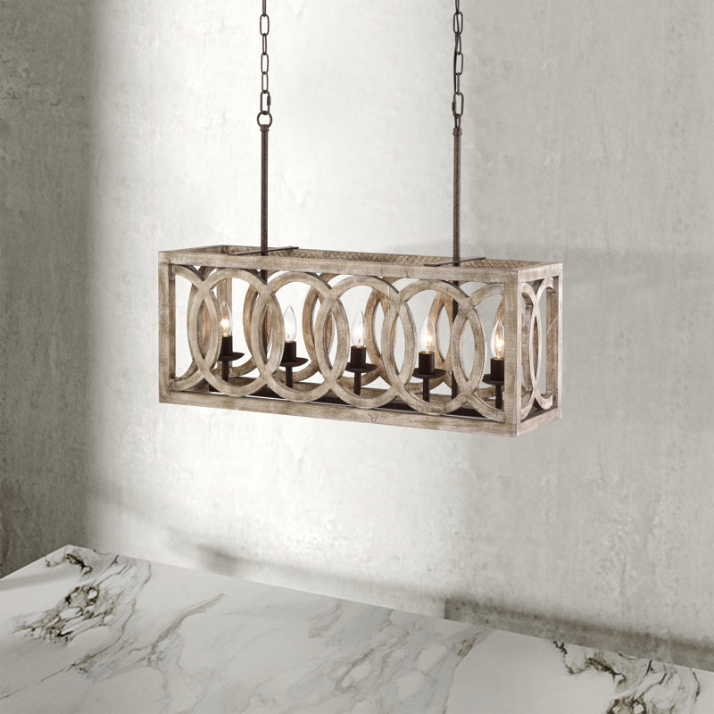 Luminaire suspendu rectangulaire à 5 lumières pour îlot de cuisine Cyren