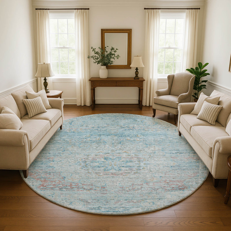 Premium Machine Washable Marasco AMF1636 Global Rug, Round 8'