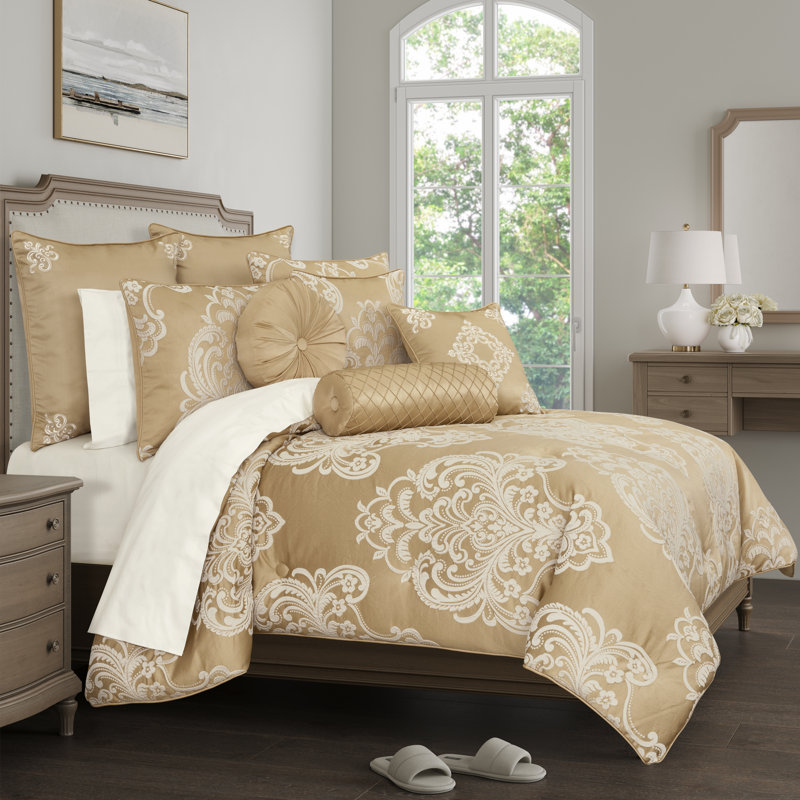 Coussin décoratif carré Potenza, H 20 po x l 20 po, Doré