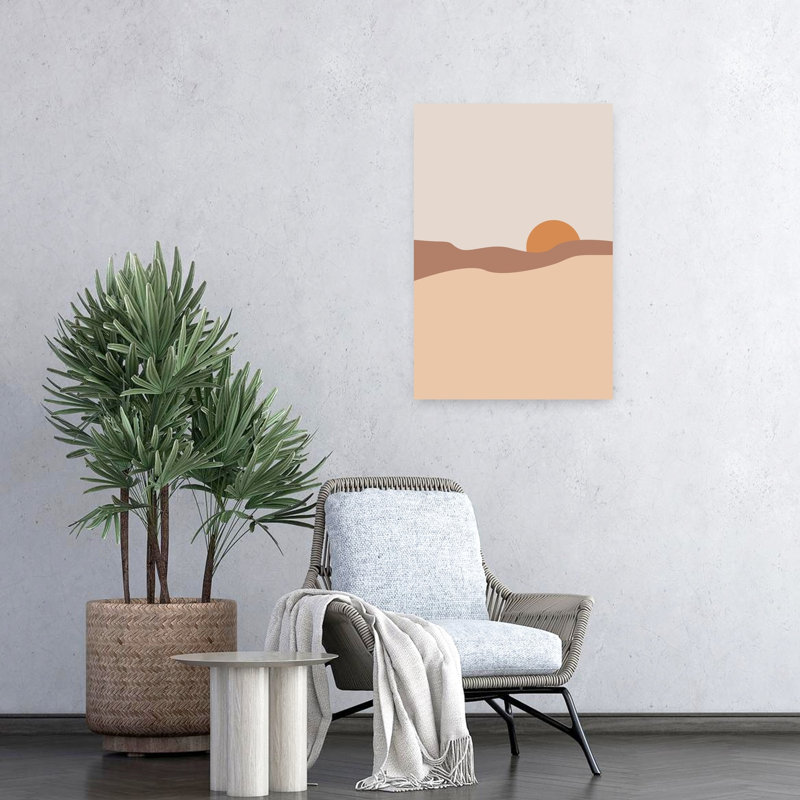 «Serene Desert Sunset», art moderne minimaliste, paysage naturel, H 24 po x l 16 po