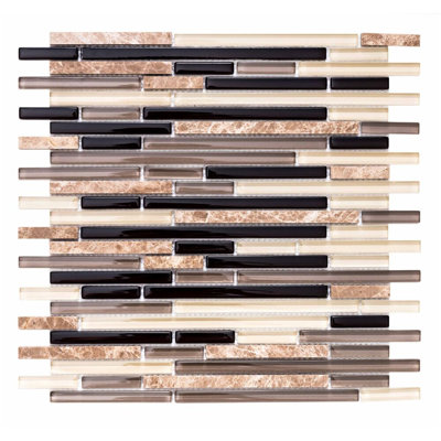 Victory Sleek 12" x 12" Stone and Glass Mosaic Wall Tile