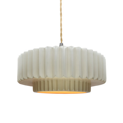 Gela 1-Light Ceramic and Metal Drum Pendant