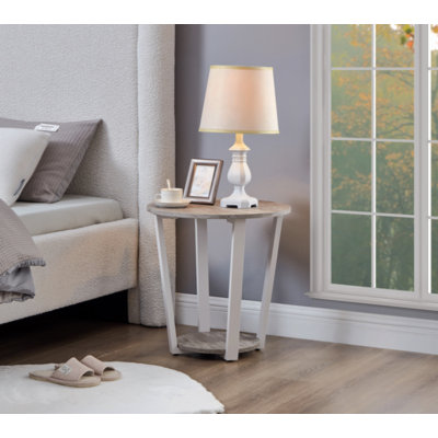 Table de bout contemporaine contemporaine avec tablette, table basse, table basse ronde, table basse moderne