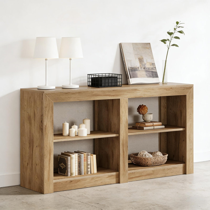 Console rustique et moderne à 3 niveaux avec une conception tout en bois durable et une conception multifonctionnelle pour n'importe quelle pièce