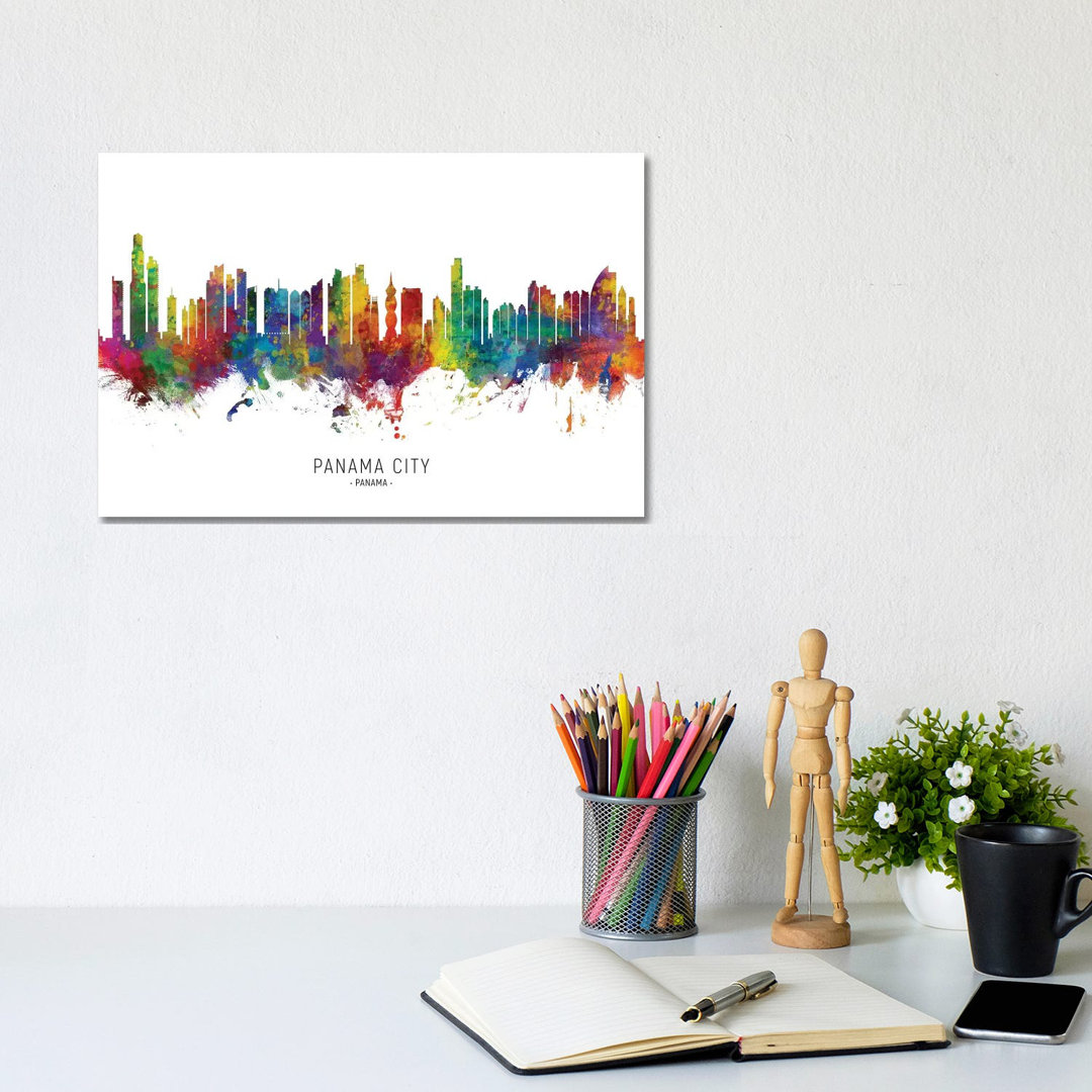 Panama City Skyline by Michael Tompsett - Wrapped Canvas Print