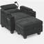 Canapé inclinable simple avec dossier réglable manuellement, port de charge USB sur le côté de l'accoudoir, support pour téléphone inclus, rangement pour accoudoirs dissimulé et repose-pieds de rangement assorti - noir-1437442527