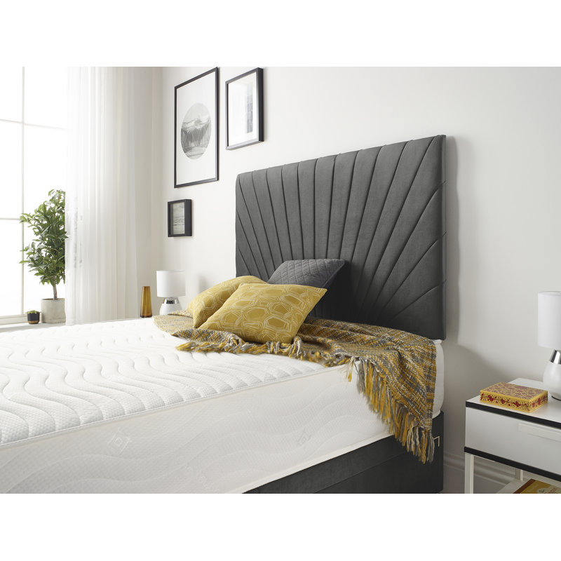 Schofield Sprung Memory Foam Divan Bed Set with Headboard and Drawer Options, Kingsize (5'), Charcoal, 1 Drawer