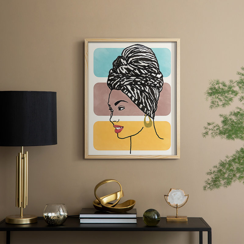 «Head Wrap II», reproduction encadrée - bois massif, H 21 po x l 17 po