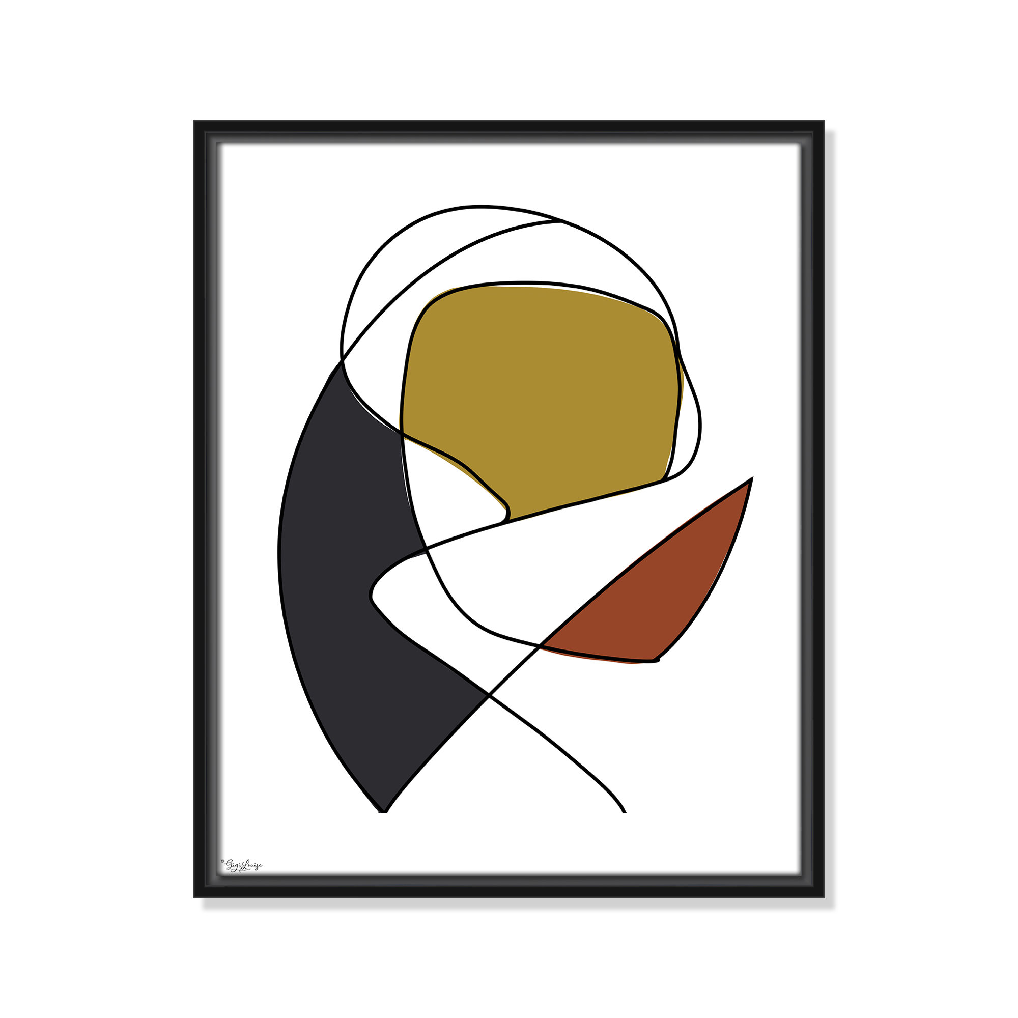 Abstract Tribeca 3, Black, 21.5" H x 17.5" W x 2" D