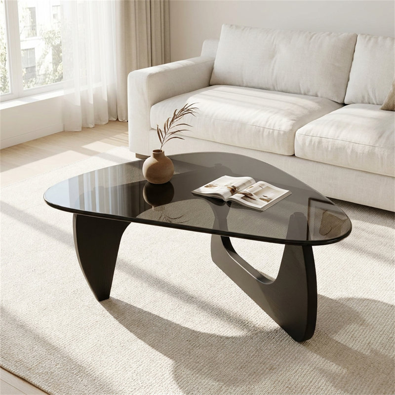 Table basse 31,5 "en verre trempé, Black+Grey glass