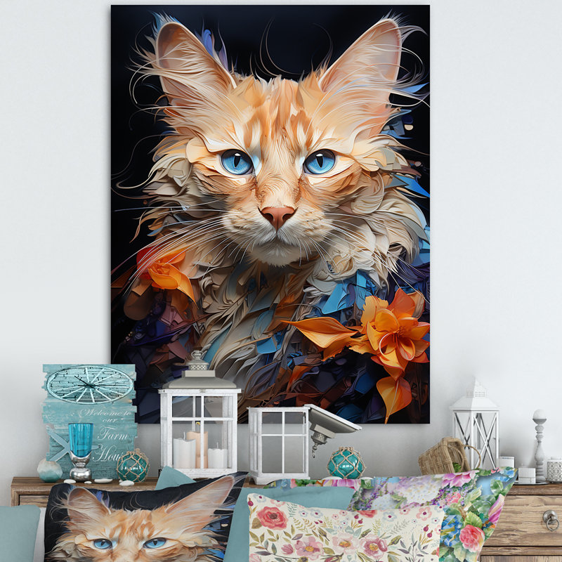«Ragamuffin Radiance Cat Collage», art mural sur toile, H 32 po x l 24 po x P 1 po, Toile tendue