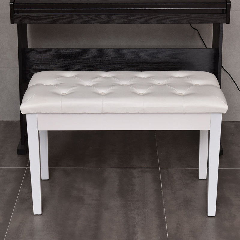 Upholstered Bench with Flip Top, White