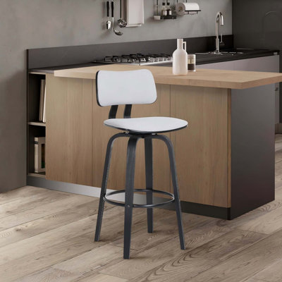 Tabouret de comptoir pivotant avec tissu performant et dossier courbé