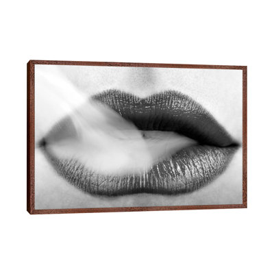 Black Lipstick And Blowing Smoke - Print on Canvas