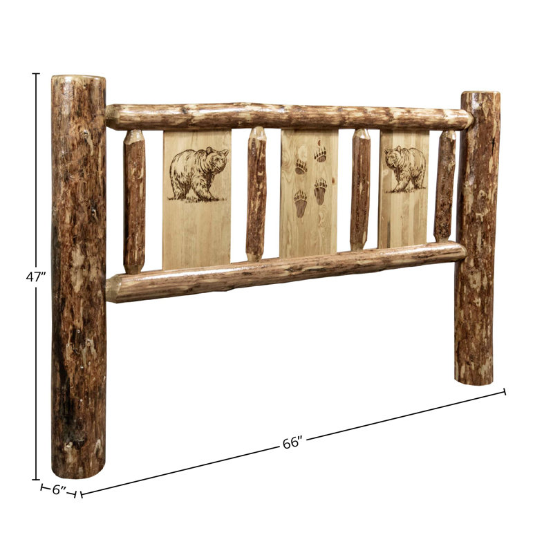Glacier Country Collection Pine Headboard, Brown/Bear, Queen