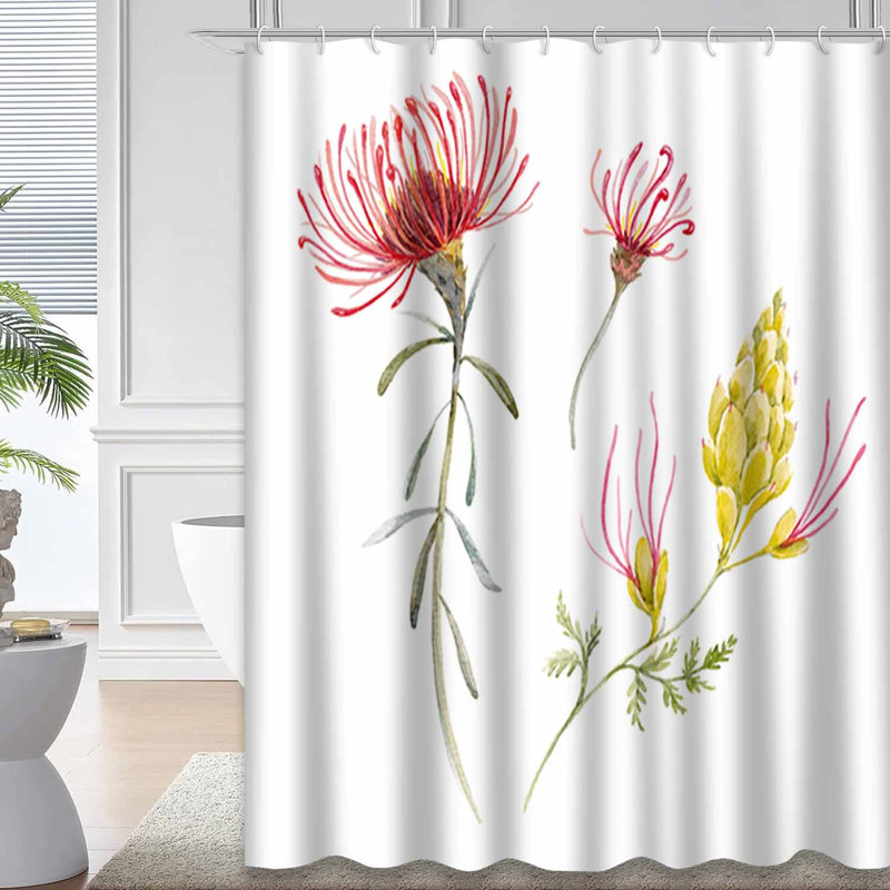 Aquarelle fleurs exotiques australiennes rouges avec 12 crochets, L 72 po x l 78 po