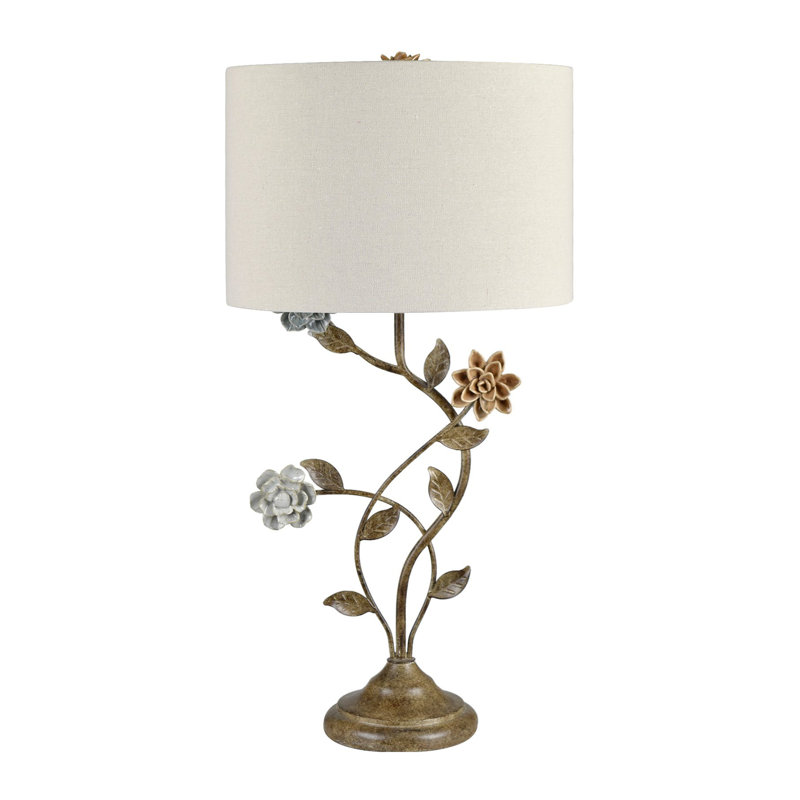 29.25" Metal Table Lamp With Cream Shade