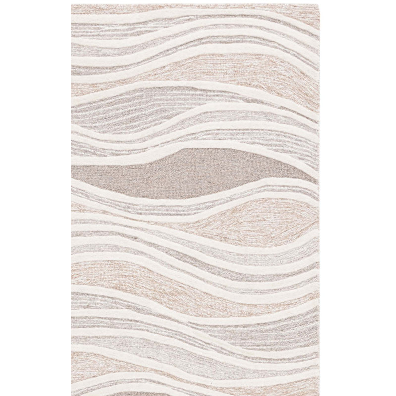 Janhavi Hand Tufted Wool/Cotton Abstract Rug in Natural/Ivory/, Square 6'
