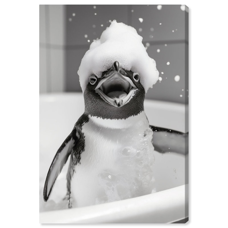 Art, art amusant, salle de bain, toile Happy Bathtime I, H 30 po x l 20 po, Toile tendue