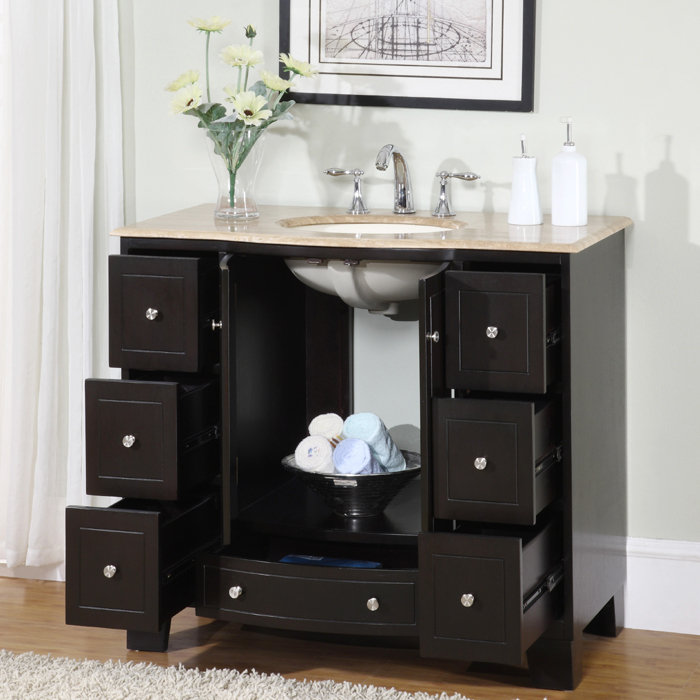 Balboa 40'' Single Bathroom Vanity with Stone Top, Ivory