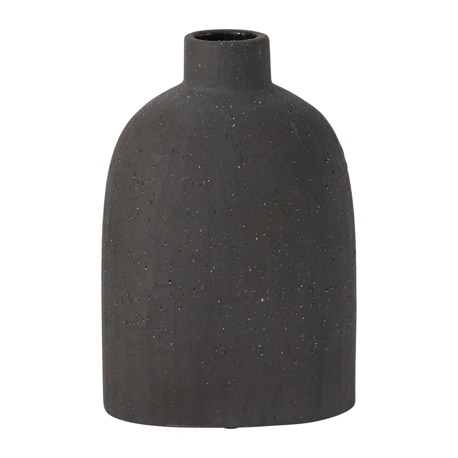 Abie Handmade Ceramic Table Vase, Black, 4" H x 5.75" W x 2.5" D