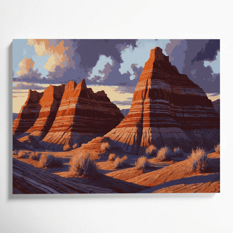 Art mural sur toile brun du sud-ouest, "Badlands 97", H 12 po x l 18 po
