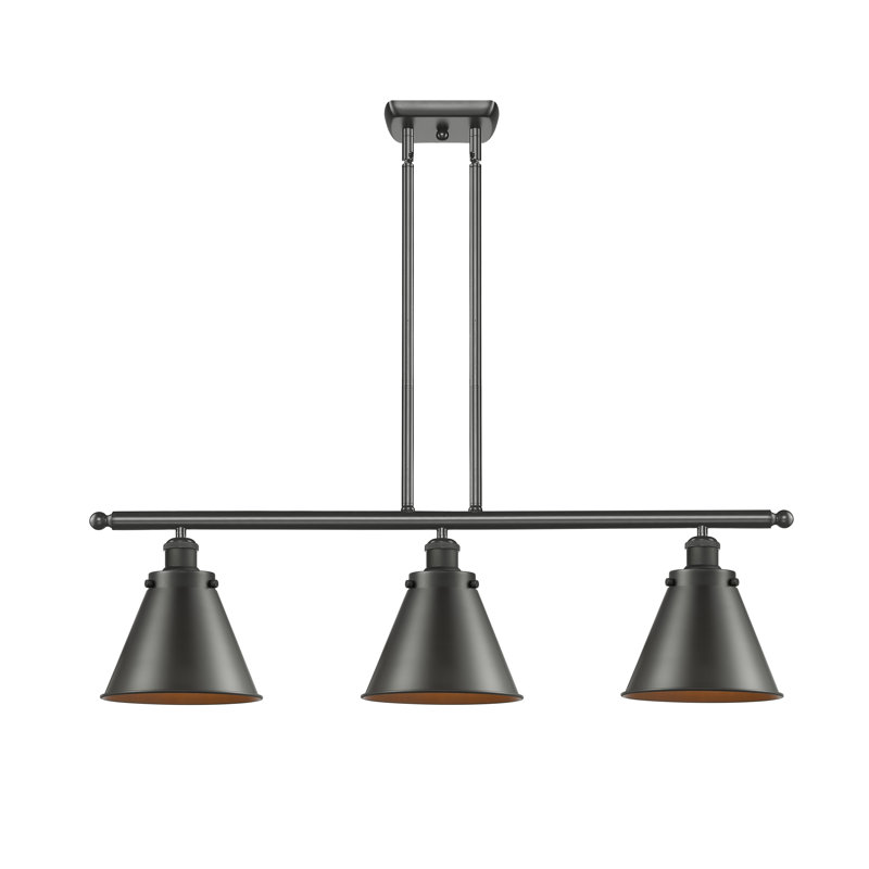 Luminaire suspendu linéaire à 3 lumières pour îlot de cuisine Donovan, Ampoule non incluse, Bronze huilé