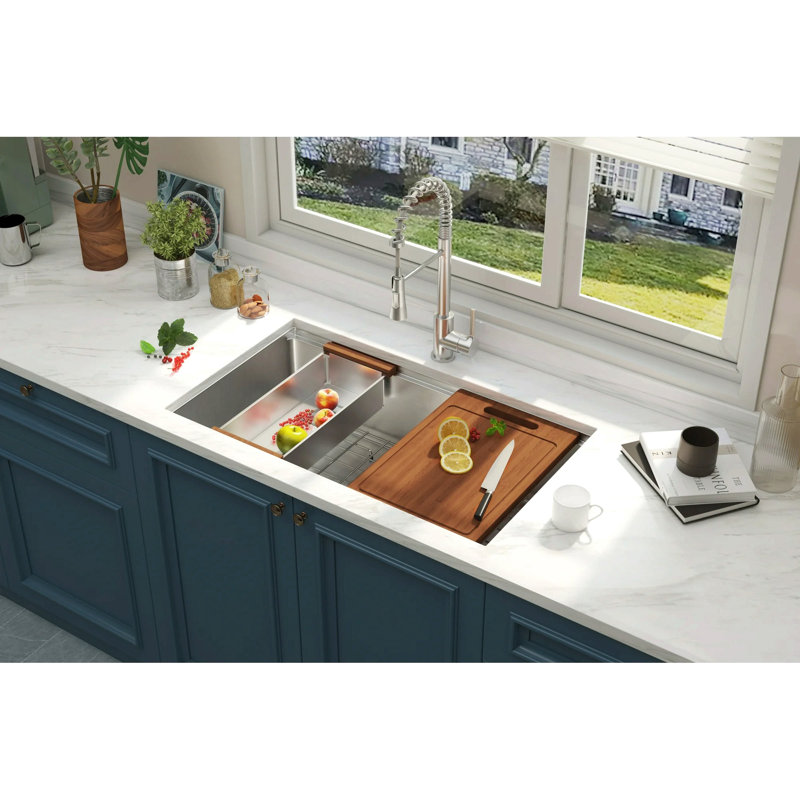 32 X 18 Inch Undermount Workstation Sink, Stainless Steel Single Bowl Kitchen Sink 18 Gauge