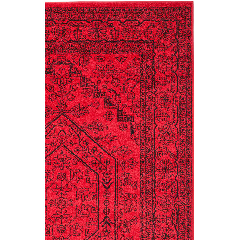 Tapis oriental rouge / noir Nicarla, Tapis de couloir 2 pi 6 po x 8 pi