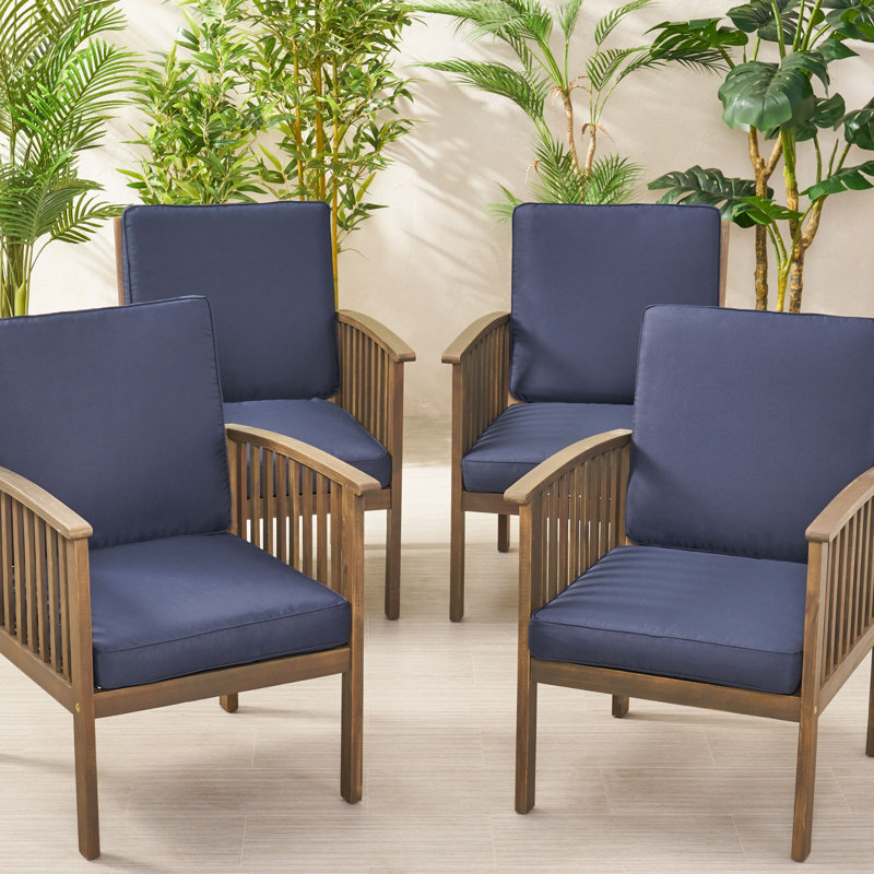 Brummett Outdoor 3'' Lounge Chair Seat / Back Cushion, Navy Blue