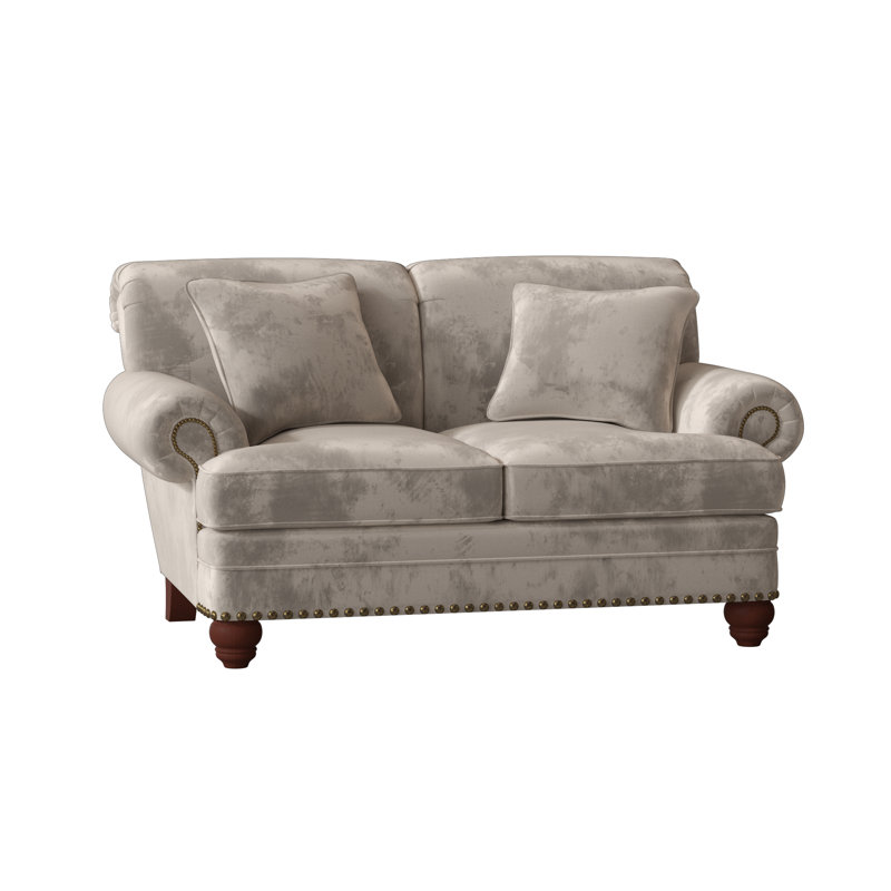 Spratt Loveseat, Peyton Navy Performance Twill, Manhattan, Light Brass