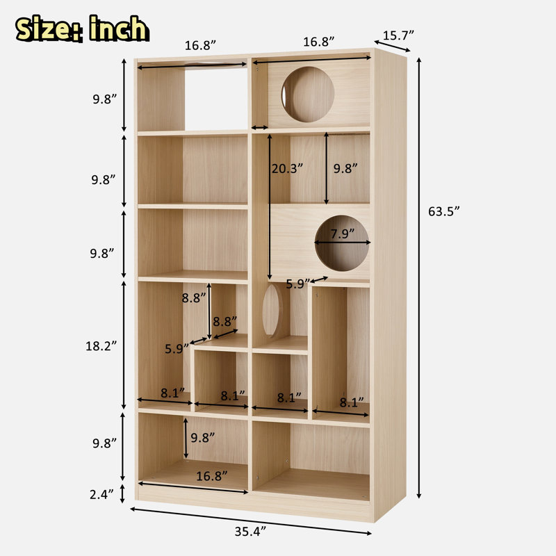 Modern Cat Bookcase Cat Tree Shelves With Storage Shelves And Cat Holes