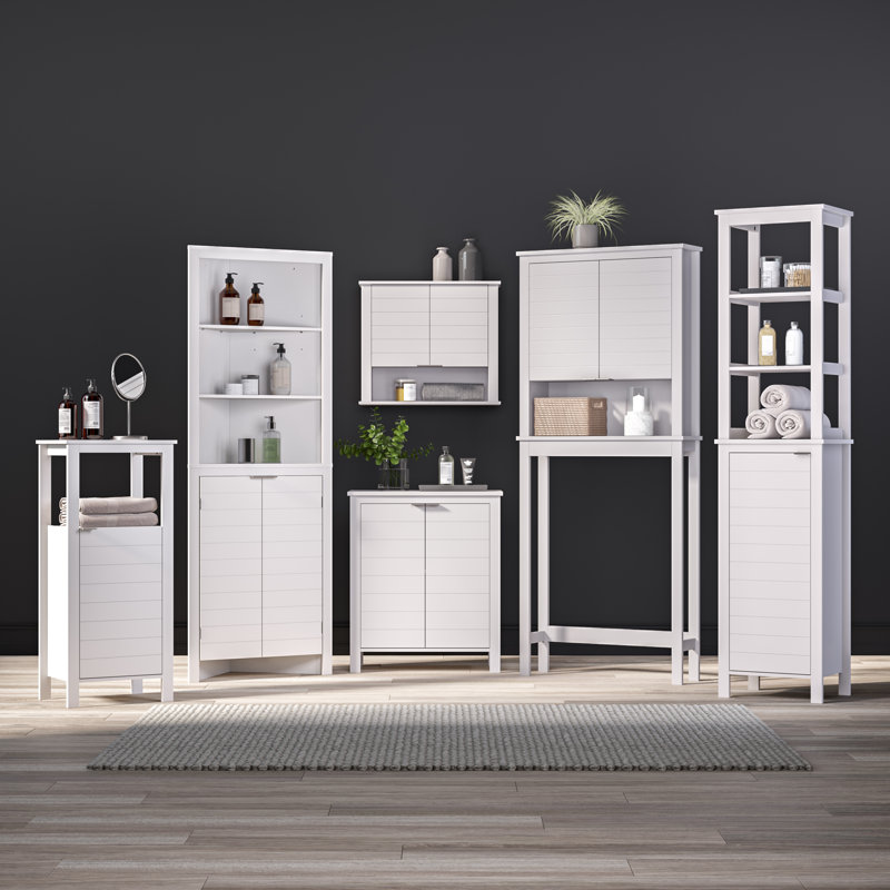 RiverRidge Madison Single Door Bathroom and Laundry Storage Cabinet and Organizer with Open and Adjustable Interior Shelves