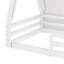 Lit simple au sol avec tente et lit de ferme en bois massif avec garde-corps pleine longueur, design Montessori et enfantin, blanc et rose-130154239-130154241