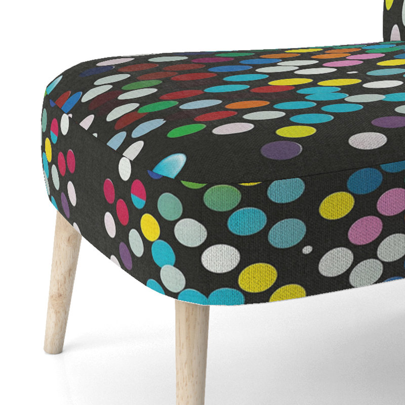 Color Coding Circular Geometry On Black - Upholstered Contemporary Side Chair, Geometric Abstract Accent Chair, Black