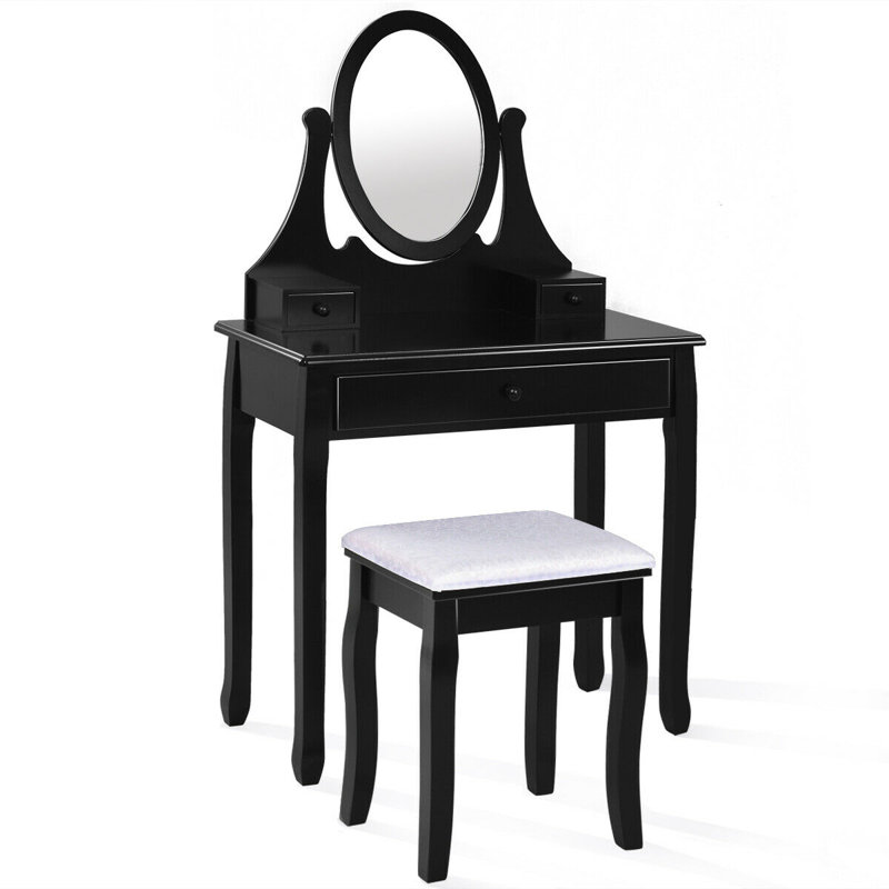 Ensemble coiffeuse et tabouret Johnny, Noir