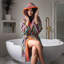 100% Standard Cotton Mid-Calf Bathrobe with Pockets-75051886